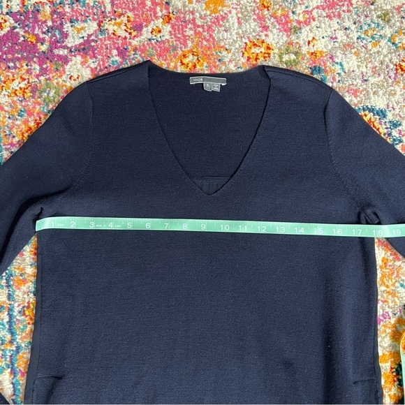 Vince Wool Dark Navy Blue Mixed Media Sweater Dress Size small - Picture 13 of 15